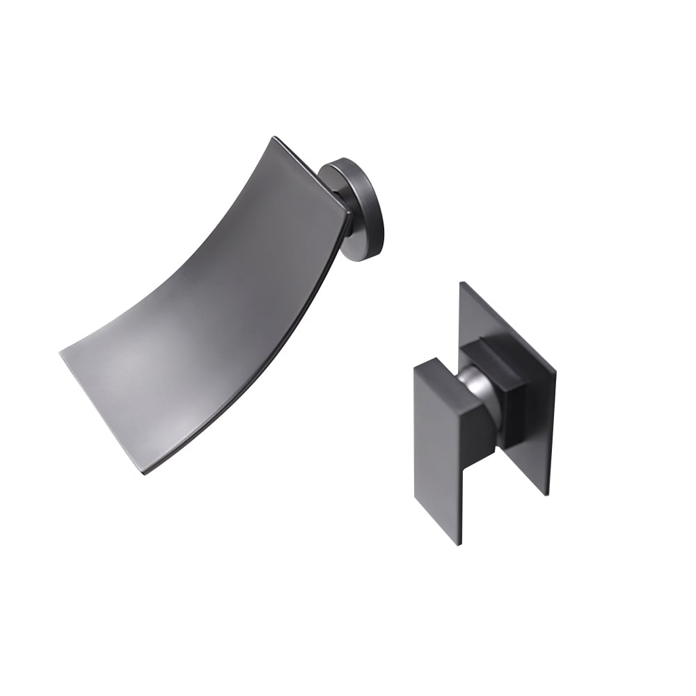 HMR - Shoop Wall Mounted Waterfall Sink Faucet in Matte Black