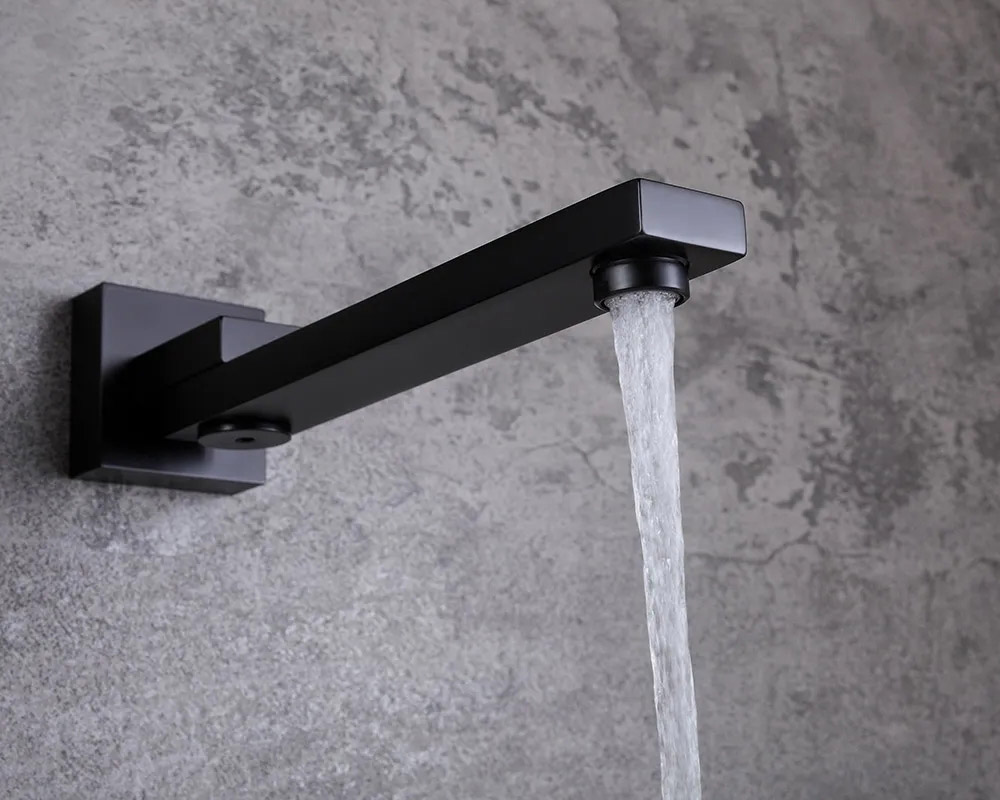 HMR Ultramodern Wall Mounted Swirling Tub Filler Faucet with Hand Shower - Matte Black