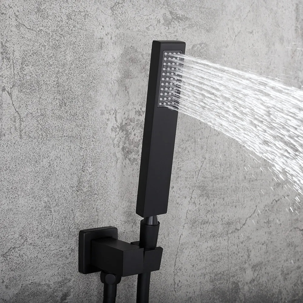 HMR Ultramodern Wall Mounted Swirling Tub Filler Faucet with Hand Shower - Matte Black