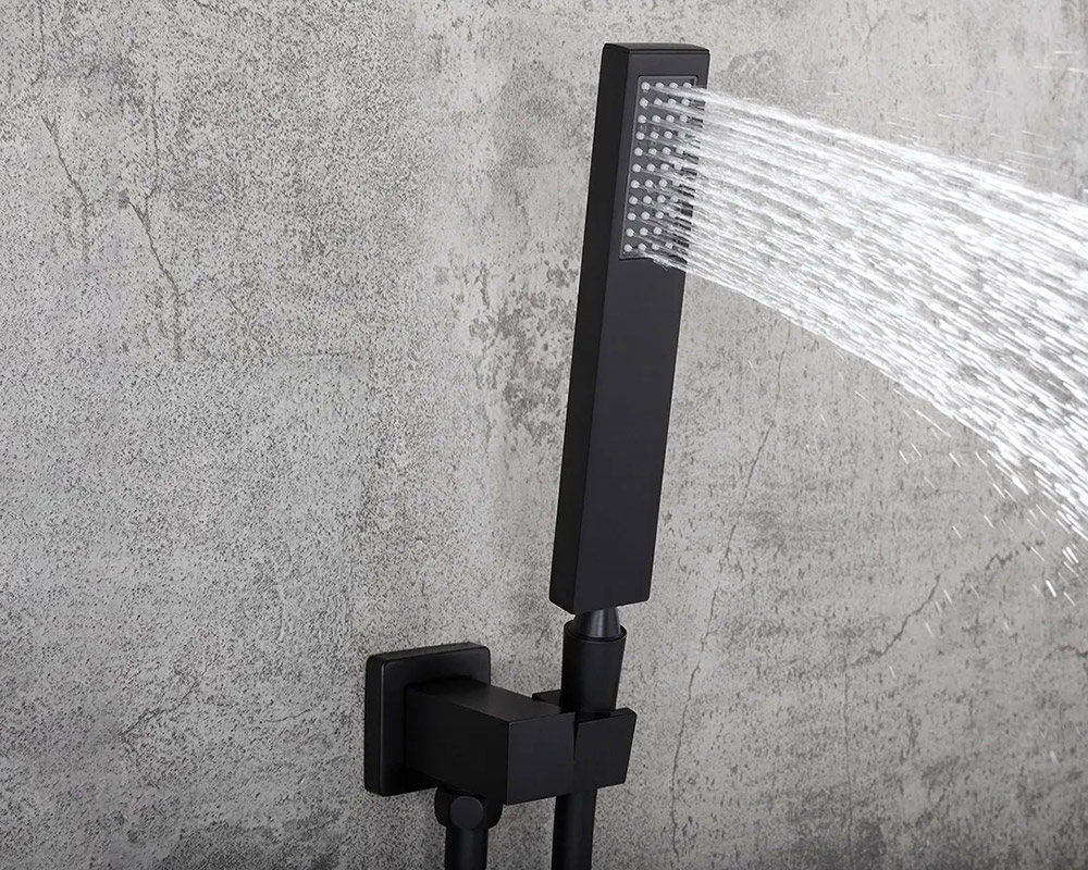 HMR Ultramodern Wall Mounted Swirling Tub Filler Faucet with Hand Shower - Matte Black