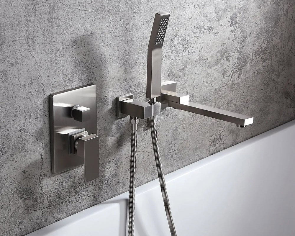 HMR - Ultramodern Wall Mounted Swirling Tub Filler Faucet with Hand Shower