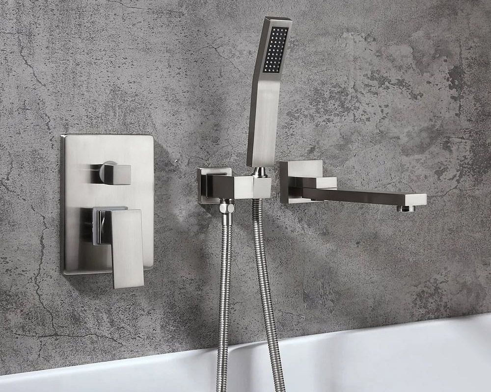 HMR - Ultramodern Wall Mounted Swirling Tub Filler Faucet with Hand Shower
