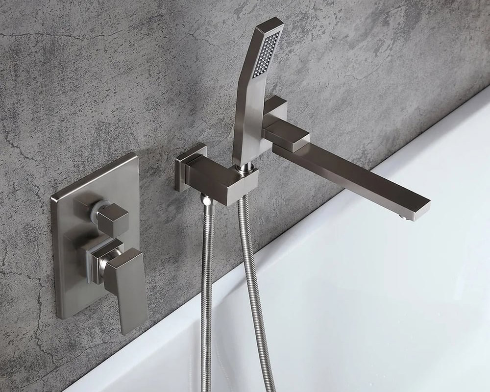 HMR - Ultramodern Wall Mounted Swirling Tub Filler Faucet with Hand Shower
