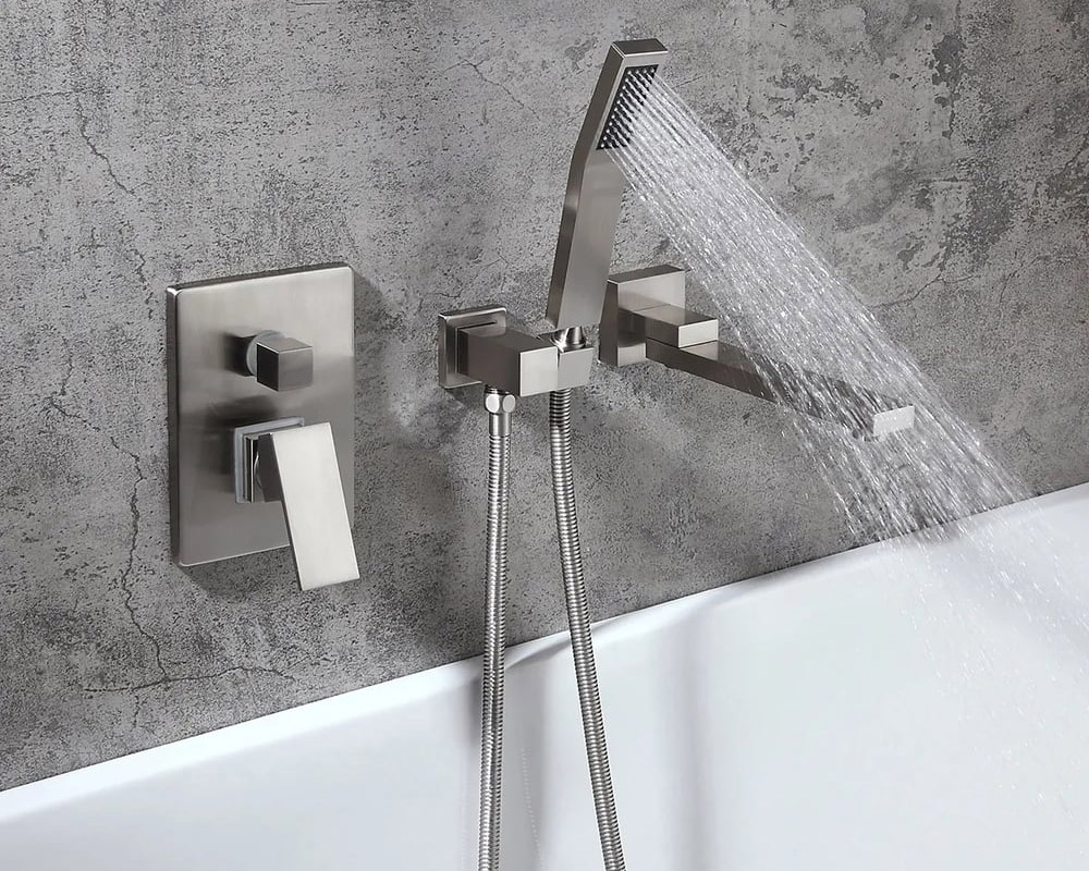 HMR - Ultramodern Wall Mounted Swirling Tub Filler Faucet with Hand Shower