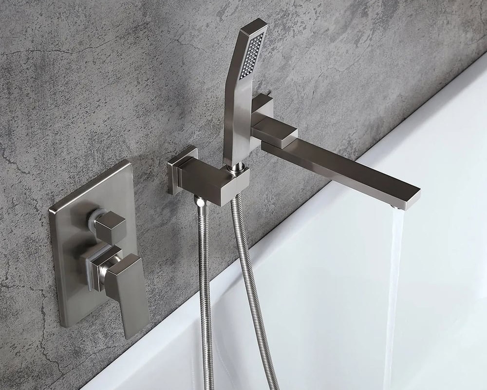 HMR - Ultramodern Wall Mounted Swirling Tub Filler Faucet with Hand Shower