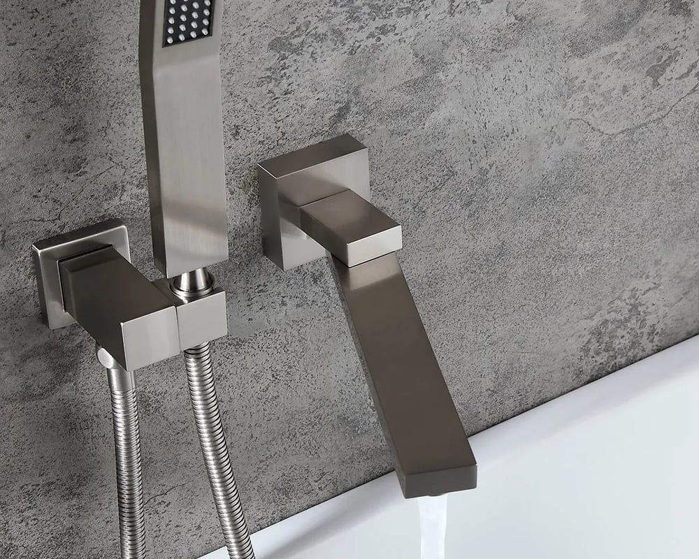 HMR - Ultramodern Wall Mounted Swirling Tub Filler Faucet with Hand Shower