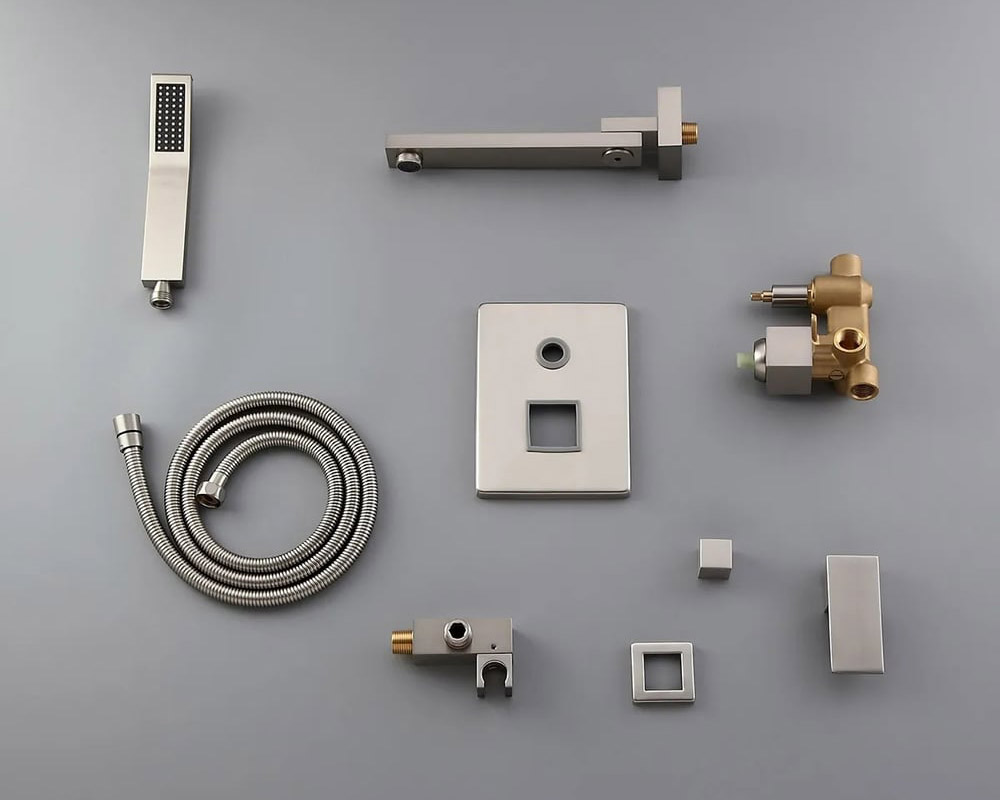 HMR - Ultramodern Wall Mounted Swirling Tub Filler Faucet with Hand Shower