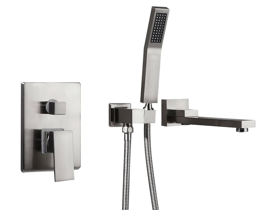 HMR - Ultramodern Wall Mounted Swirling Tub Filler Faucet with Hand Shower