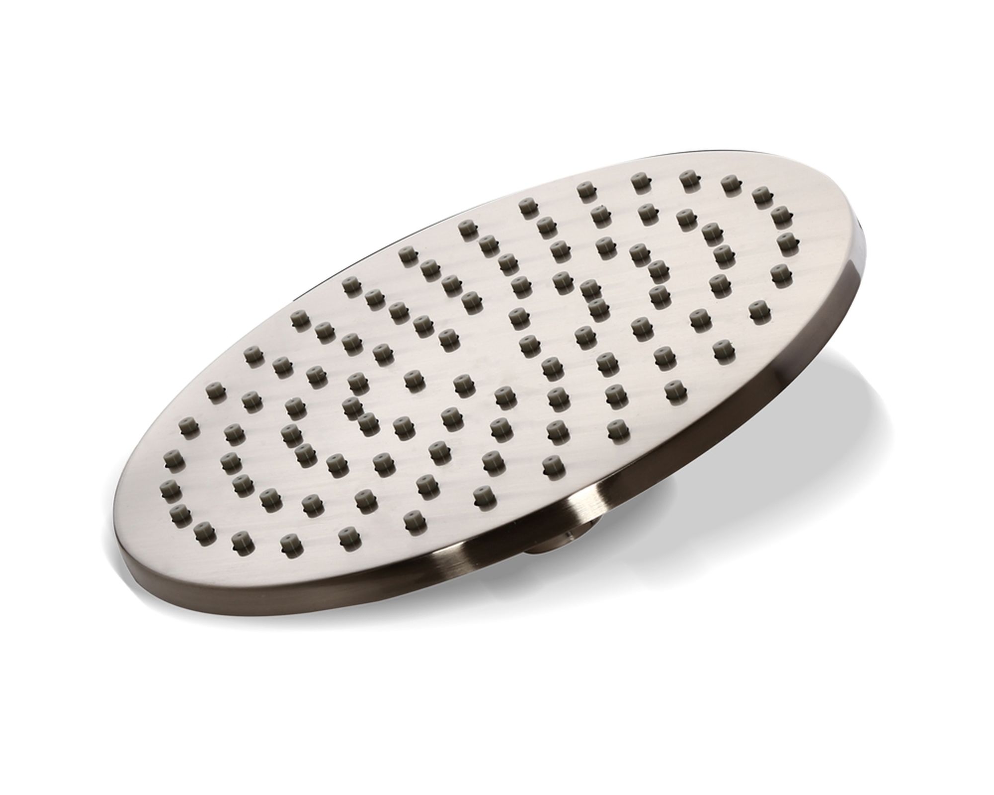 HMR - Round Swivel Rain Shower Head in 12"L, Brushed Nickel, Brass