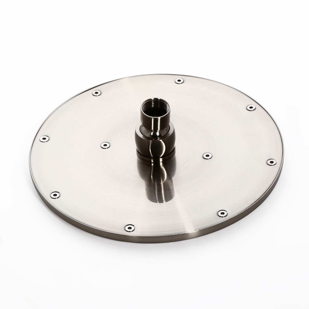 HMR - Round Swivel Rain Shower Head in 12"L, Brushed Nickel, Brass
