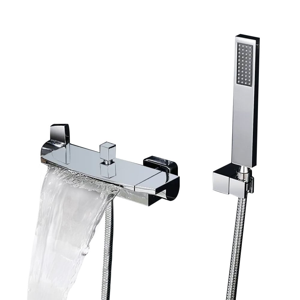 HMR - Wall Mount Waterfall 2-Handle Faucet with Hand Shower in Chrome
