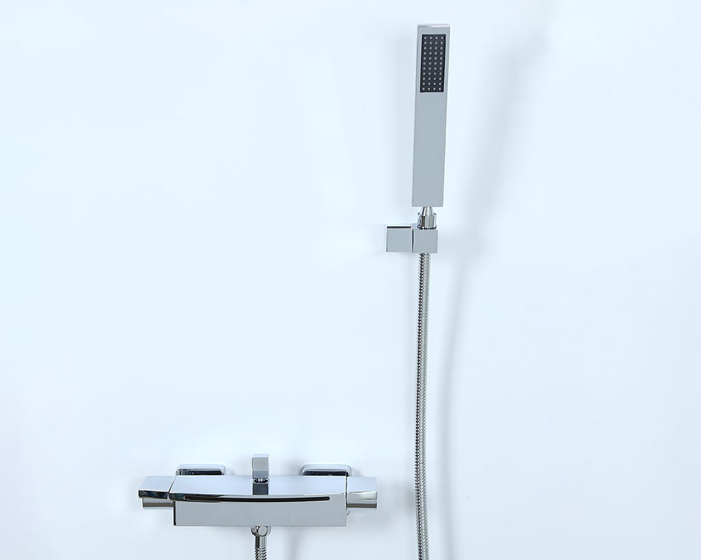 HMR - Wall Mount Waterfall 2-Handle Faucet with Hand Shower in Chrome