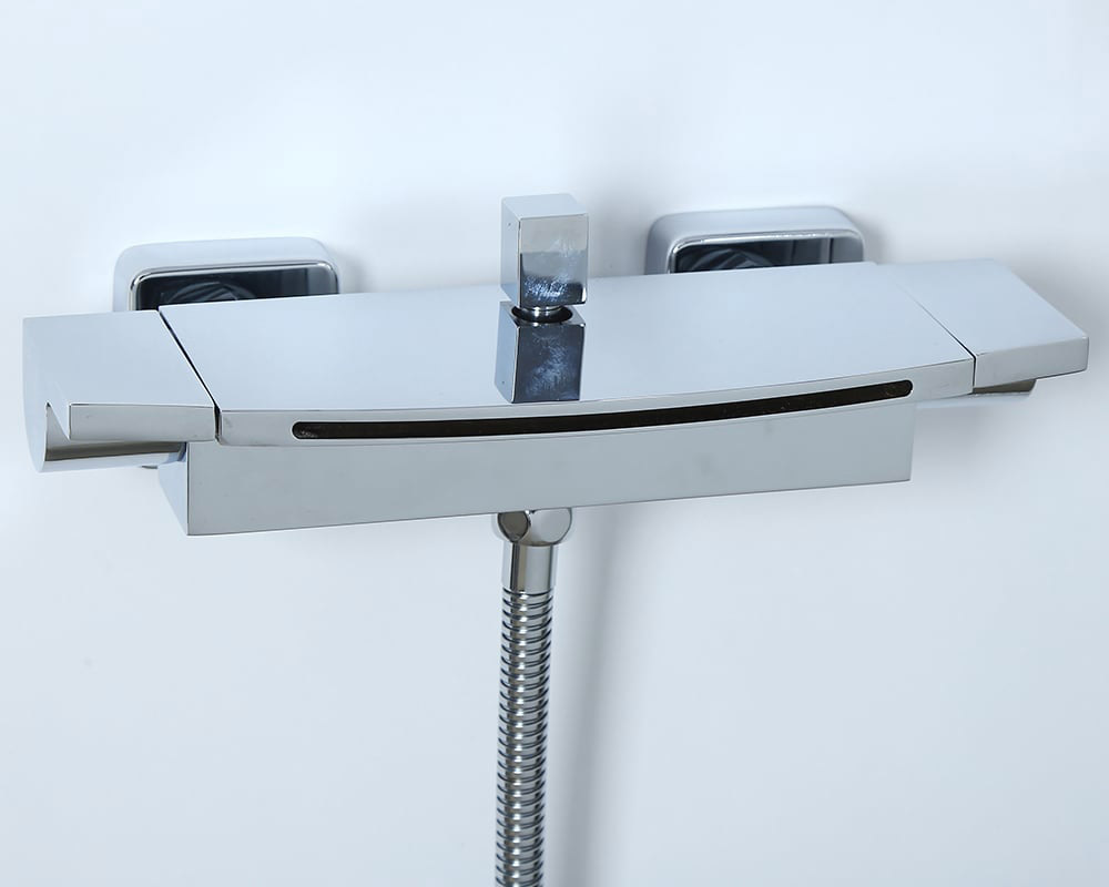 HMR - Wall Mount Waterfall 2-Handle Faucet with Hand Shower in Chrome