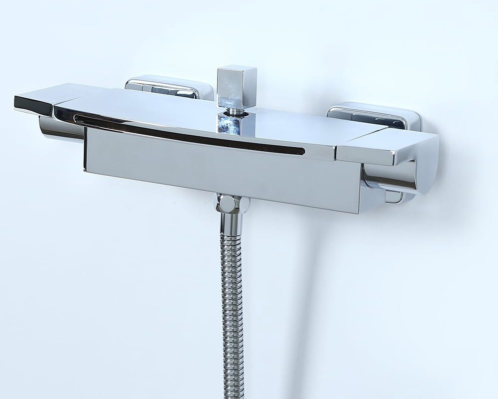 HMR - Wall Mount Waterfall 2-Handle Faucet with Hand Shower in Chrome