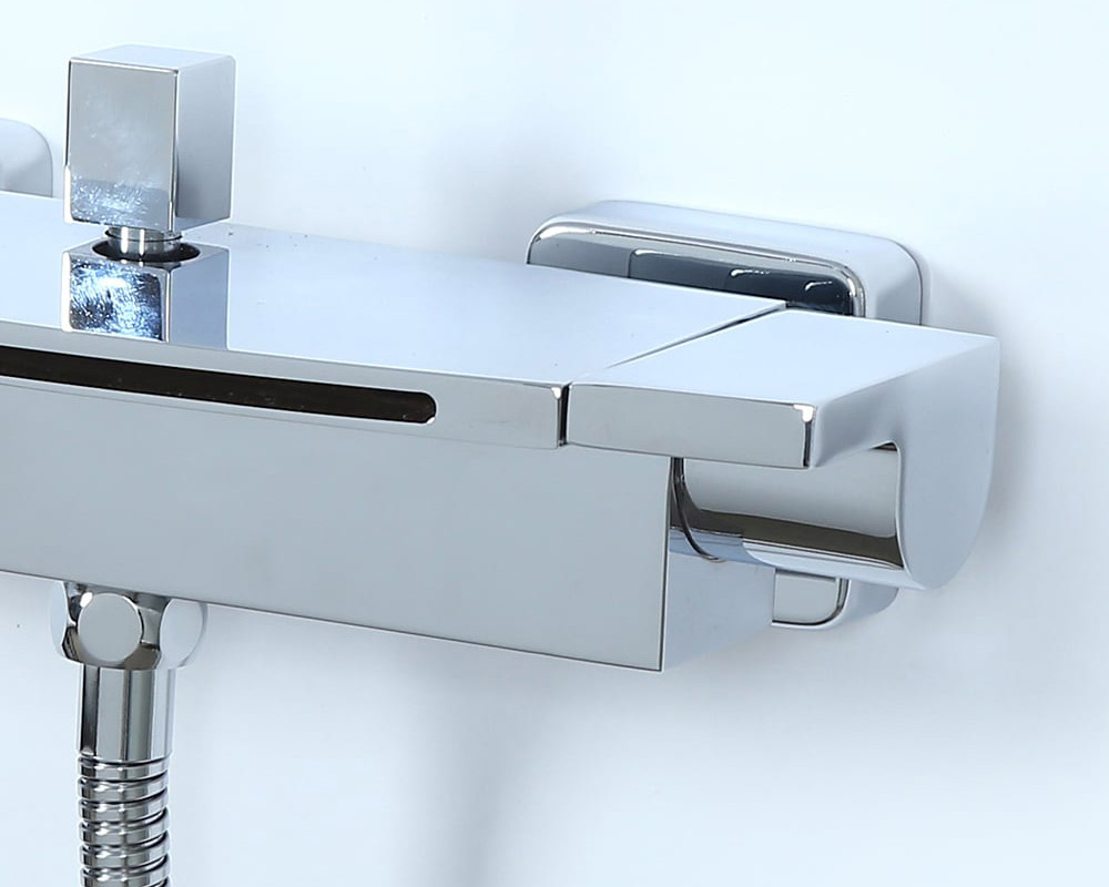 HMR - Wall Mount Waterfall 2-Handle Faucet with Hand Shower in Chrome