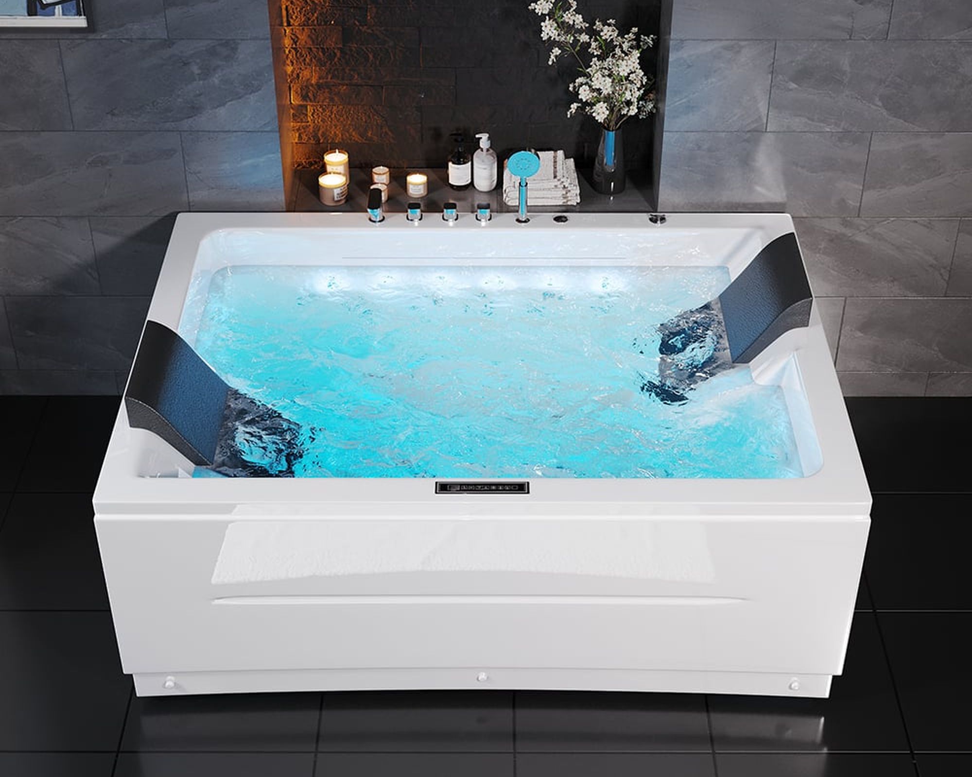 HMR - 71" Double Massage Bathtub with Ambient Lighting 118-Gallon Capacity