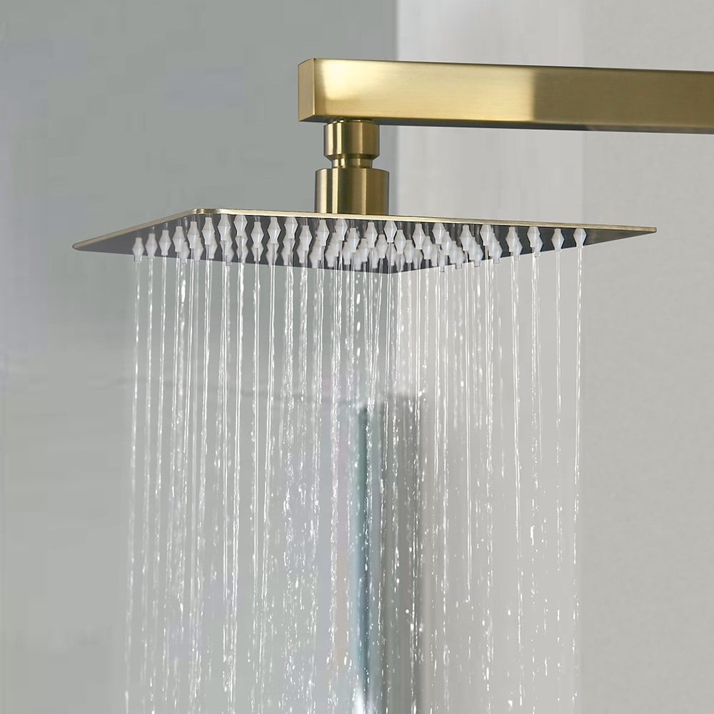 HMR - Wall Mounted 8" Solid Brass Shower System with Hand Shower in Brushed Gold