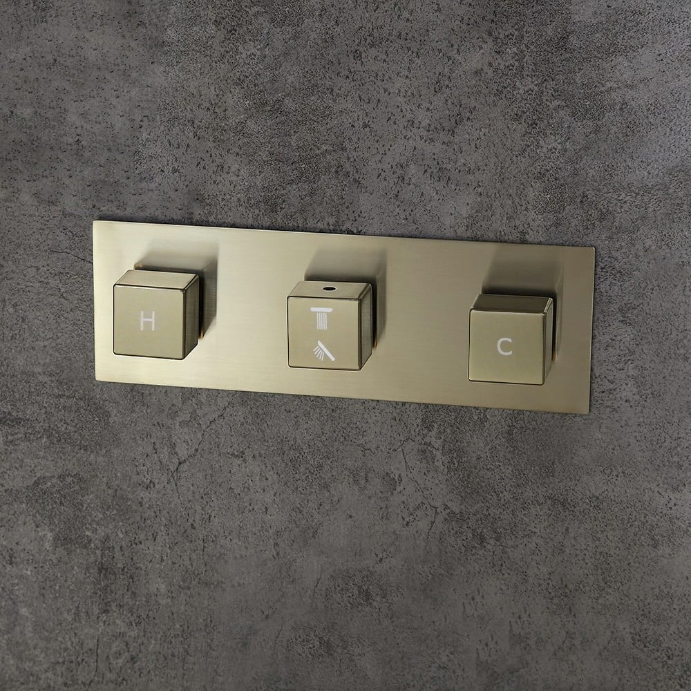 HMR - Wall Mounted 8" Solid Brass Shower System with Hand Shower in Brushed Gold