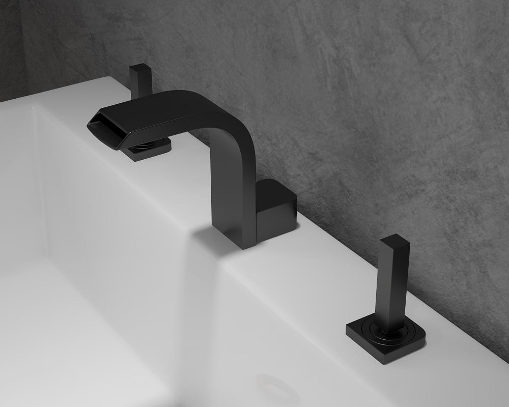 HMR Double Handle Bathroom Solid Sink Faucet - Black, Brass