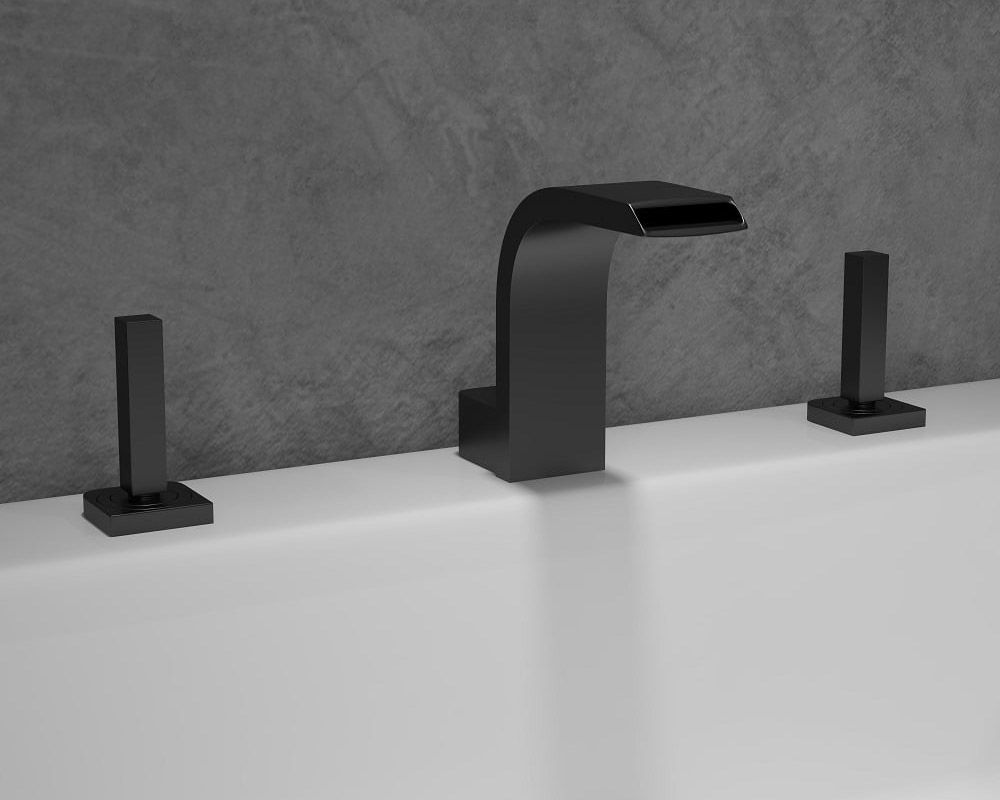 HMR Double Handle Bathroom Solid Sink Faucet - Black, Brass