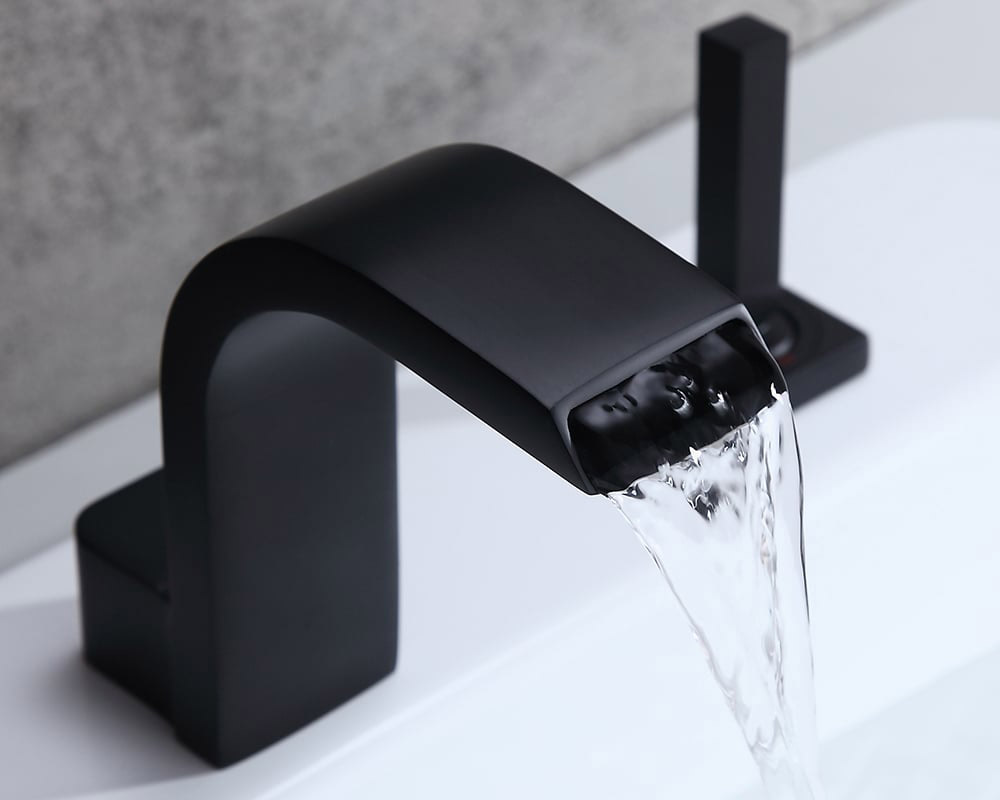 HMR Double Handle Bathroom Solid Sink Faucet - Black, Brass