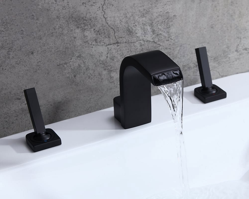 HMR Double Handle Bathroom Solid Sink Faucet - Black, Brass