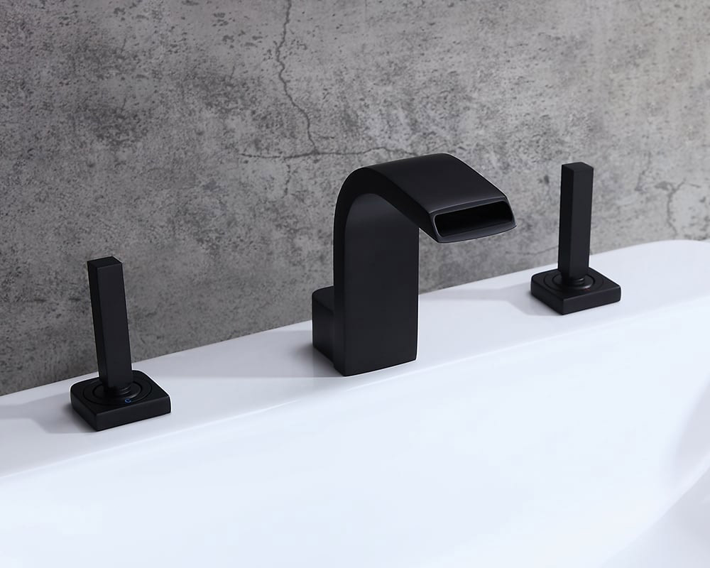 HMR Double Handle Bathroom Solid Sink Faucet - Black, Brass