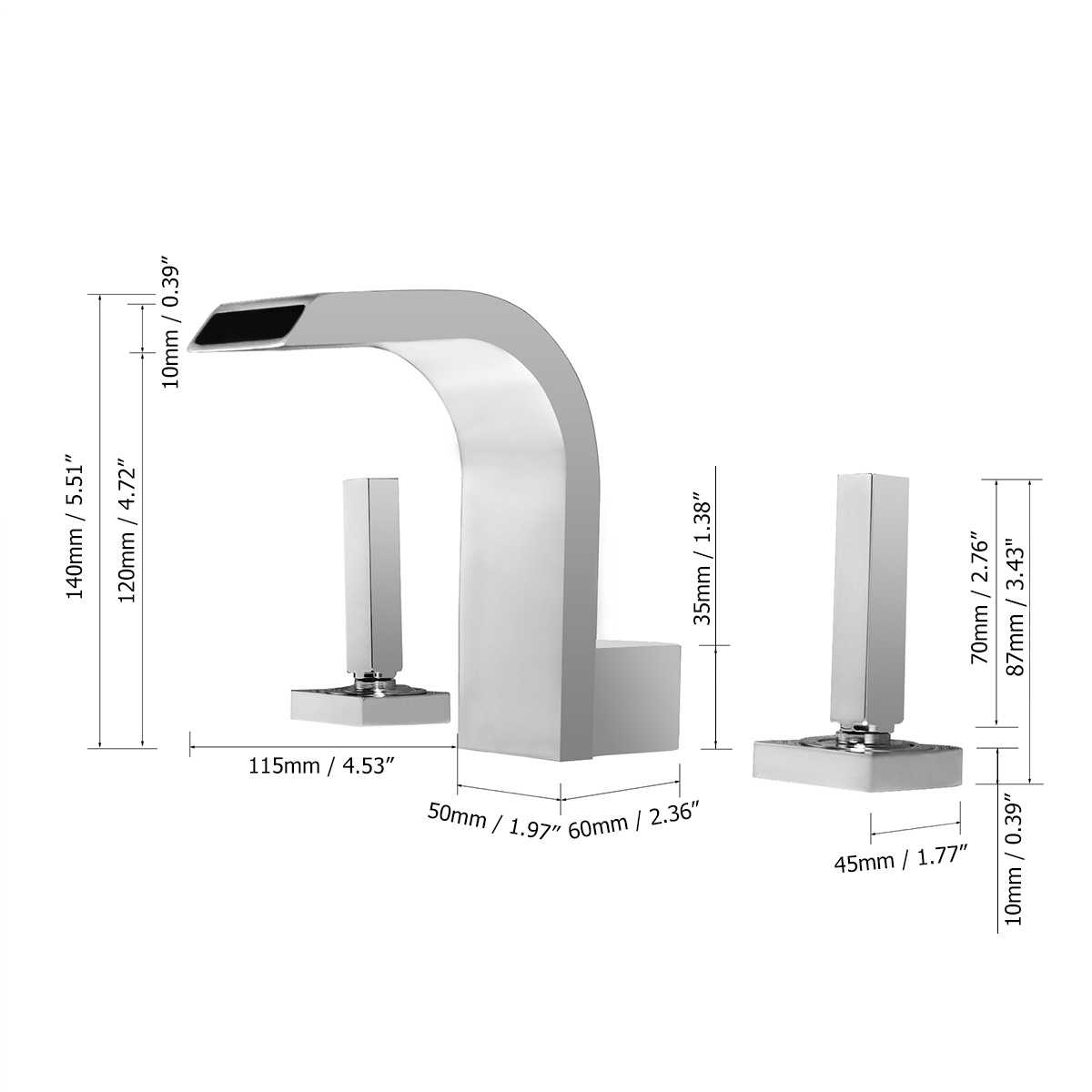 HMR - Double Handle Bathroom Solid Sink Faucet