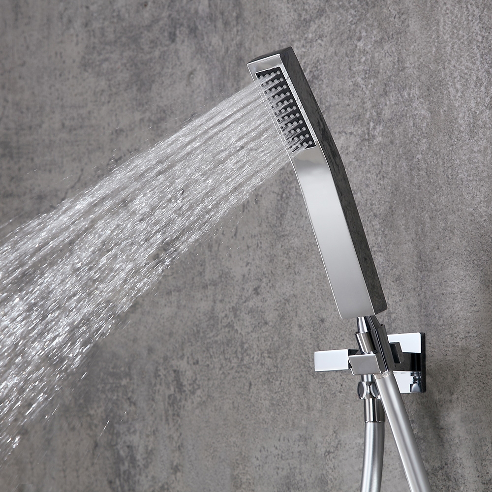 HMR - Thermostatic Solid Brass Rain Shower System with Hand Shower in 16", Polished Chrome