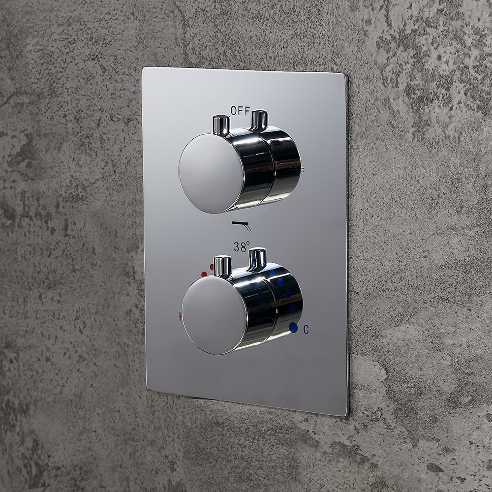HMR - Thermostatic Solid Brass Rain Shower System with Hand Shower in 16", Polished Chrome