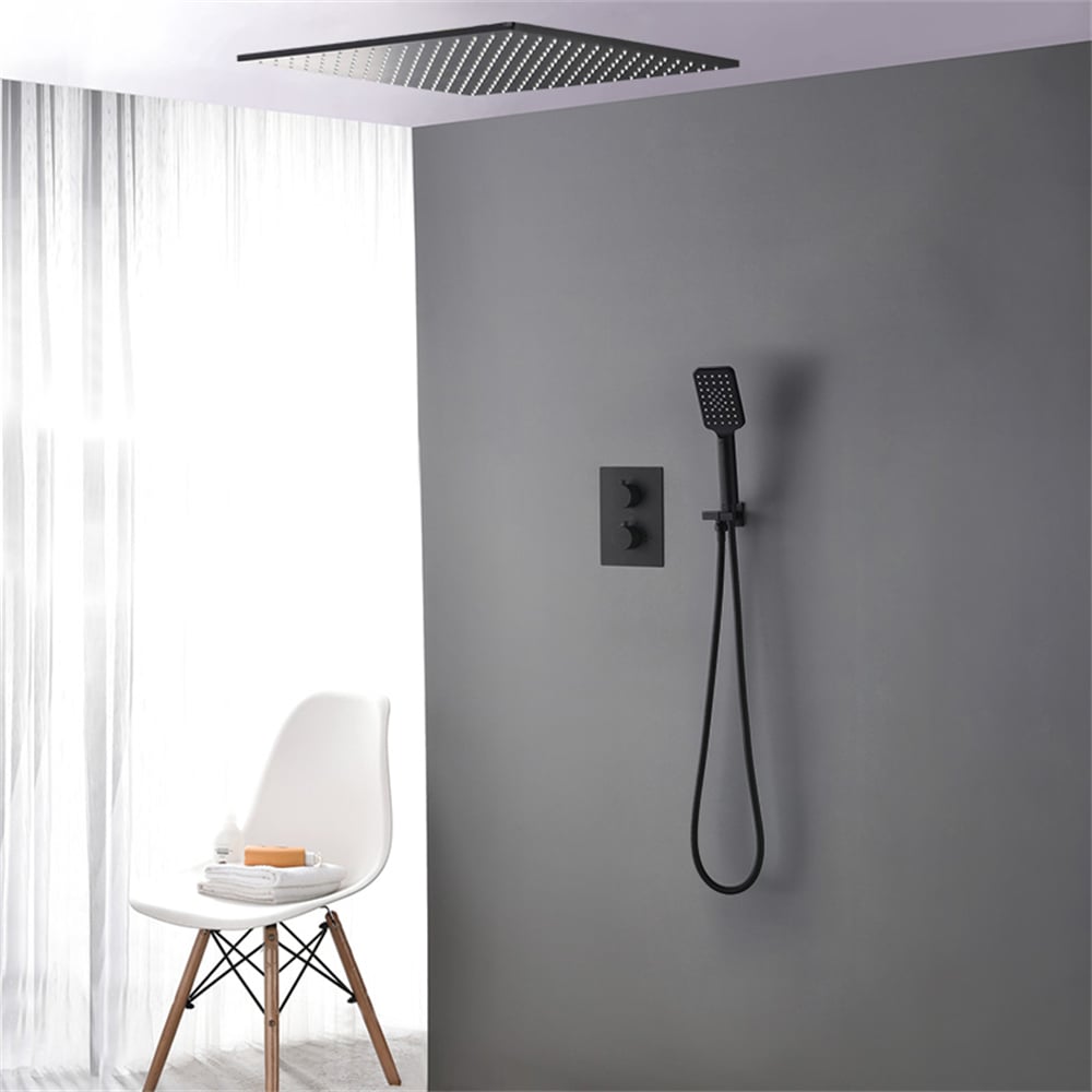 HMR Thermostatic 20" Shower System with Handheld Shower - Matte Black