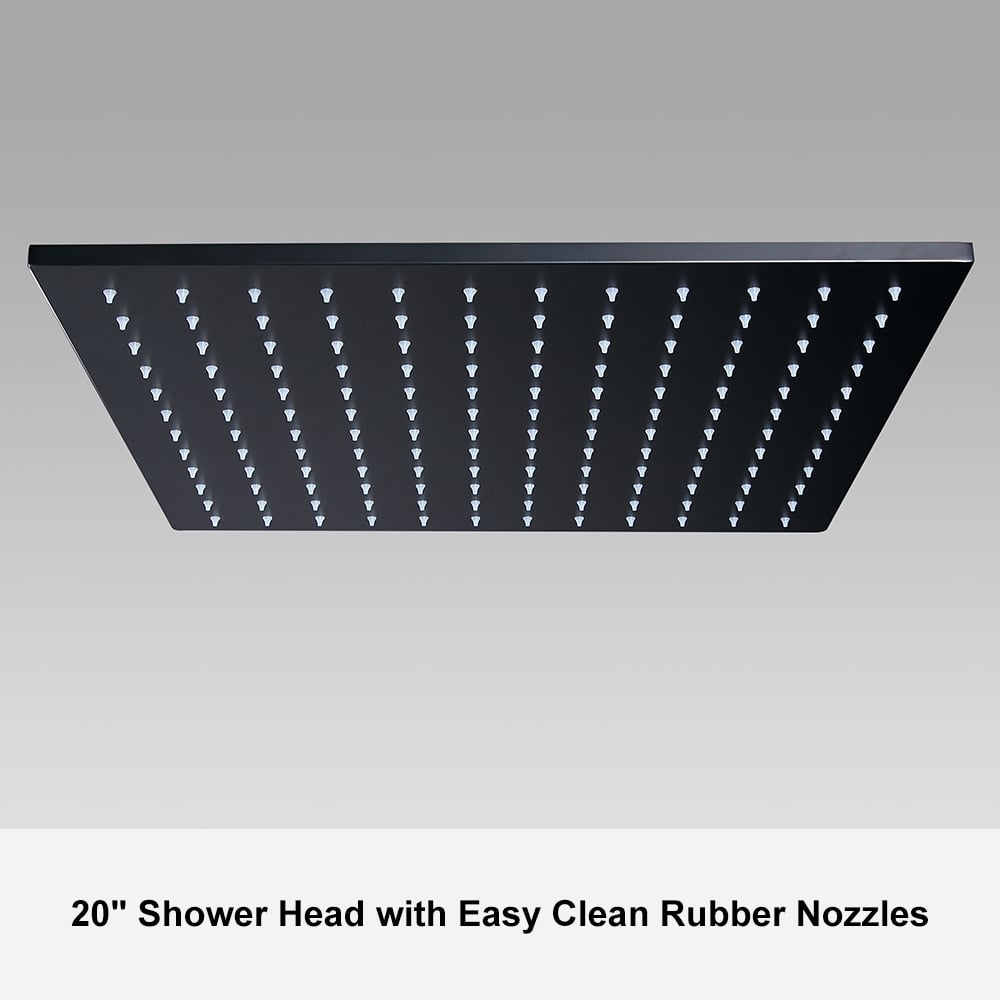 HMR Thermostatic 20" Shower System with Handheld Shower - Matte Black