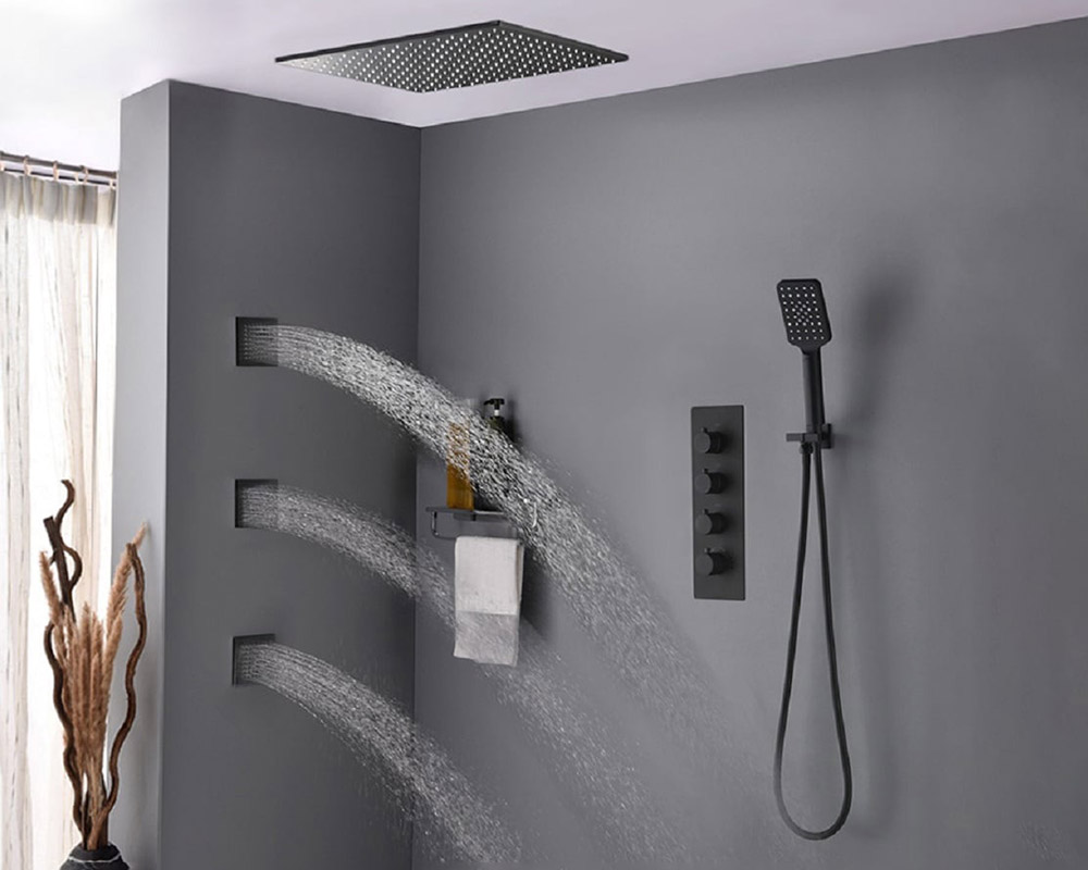 HMR - 20'' Thermostatic Shower System with Hand Shower and 3 Body Jets