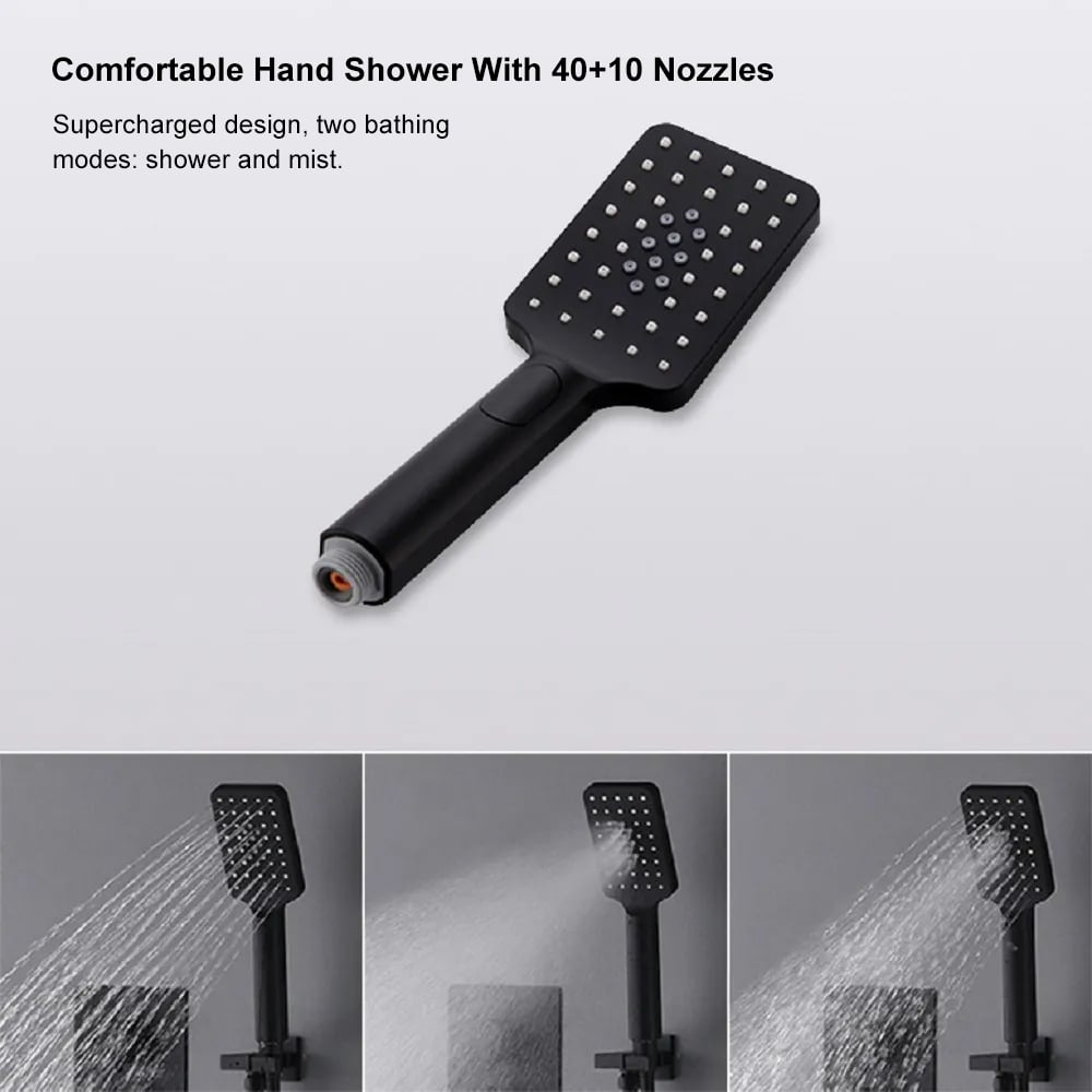 HMR - 20'' Thermostatic Shower System with Hand Shower and 3 Body Jets