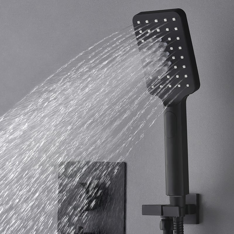 HMR - Wall Mounted Waterfall Shower System Solid Brass with Handheld Shower in Matte Black