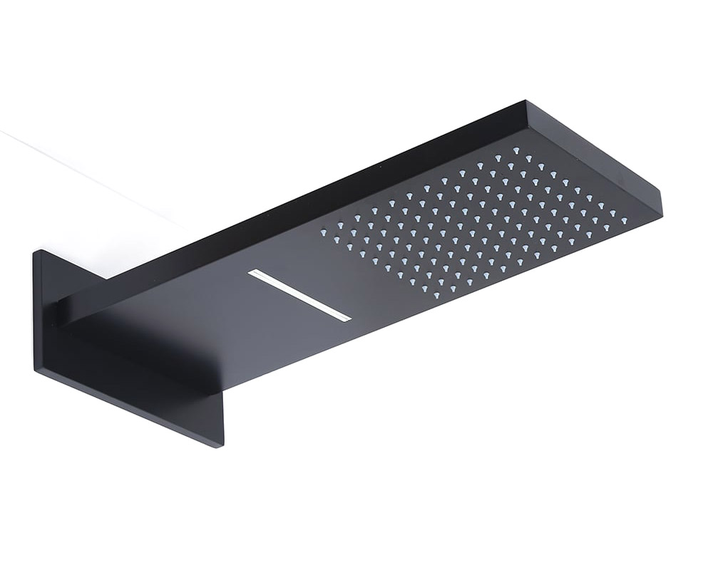 HMR Wall Mounted Waterfall Rain Thermostatic Shower System with 3 Body Sprays - Matte Black
