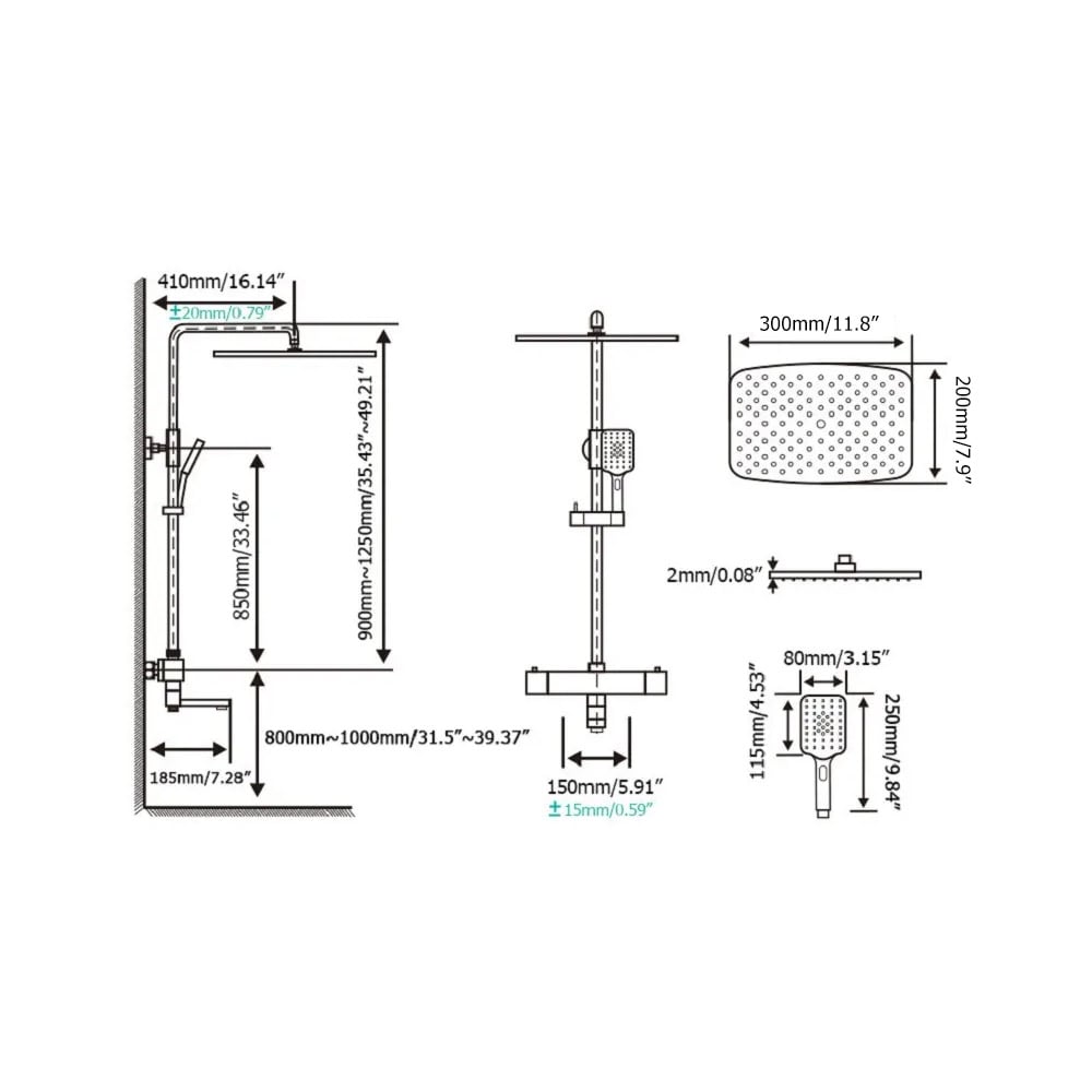 HMR - Shower Fixture Brass with Handheld Shower in Brushed Nickel