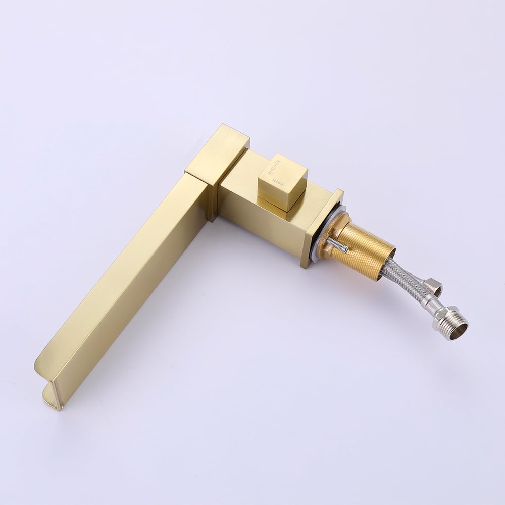 HMR - Mill Deck-Mount Waterfall Faucet with Handshower in Brushed Gold