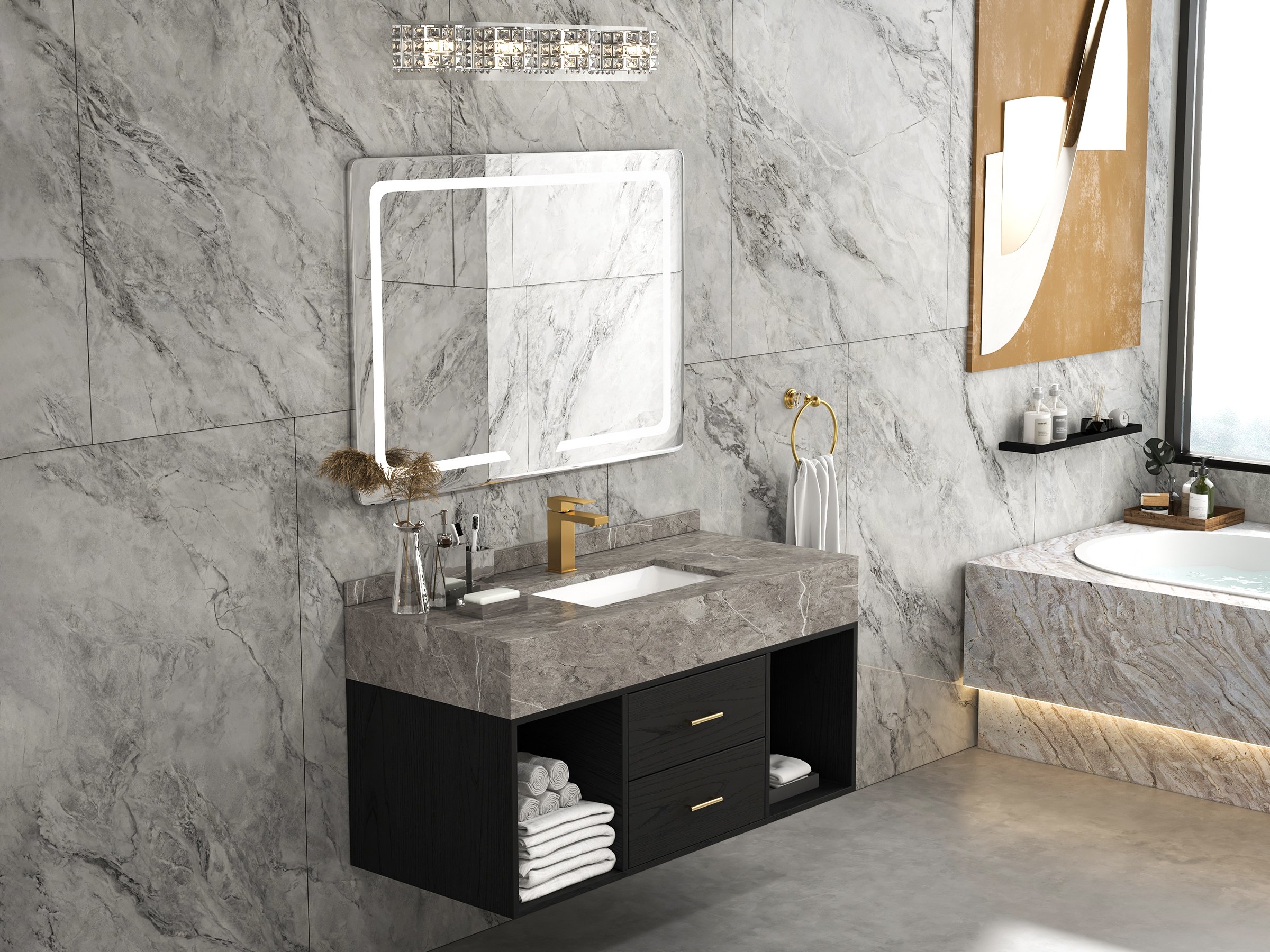 HMR - Deck Mounted One-Hole Single Handle Bathroom Sink Faucet in Vland Stylish Luxury