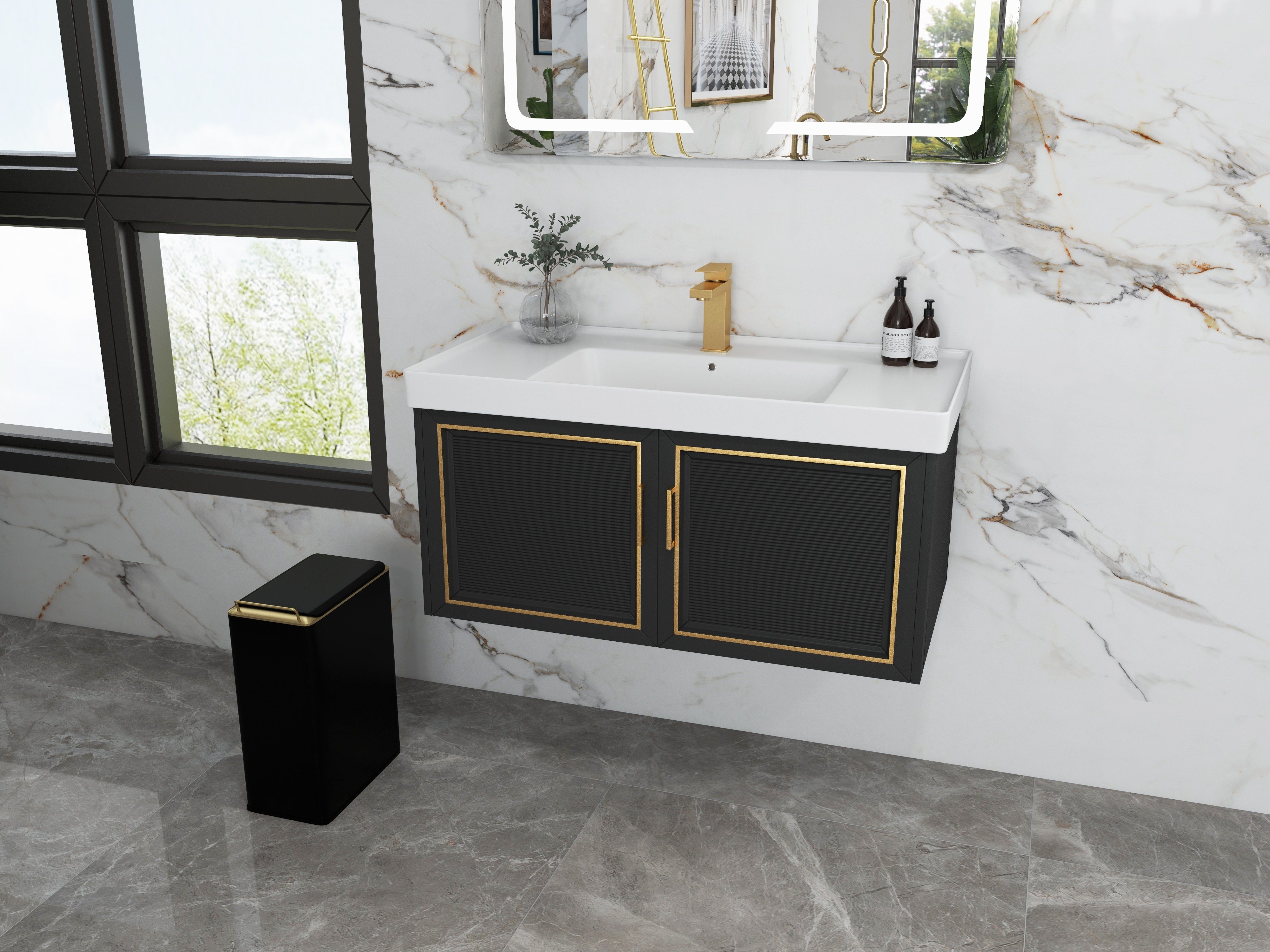 HMR - Deck Mounted One-Hole Single Handle Bathroom Sink Faucet in Vland Stylish Luxury