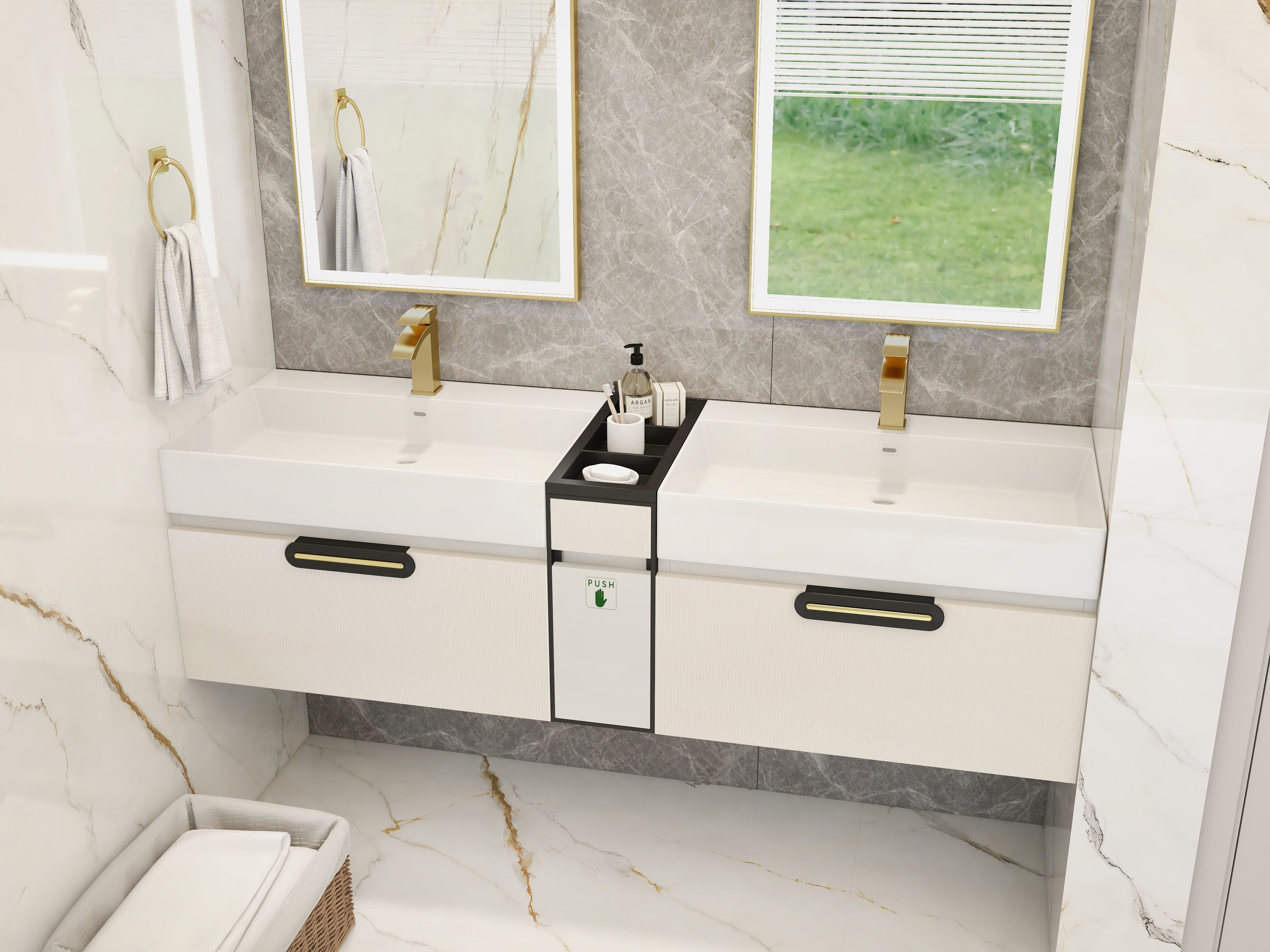 HMR Single Hole Deck Mounted Bathroom Sink Faucet - Brushed Gold