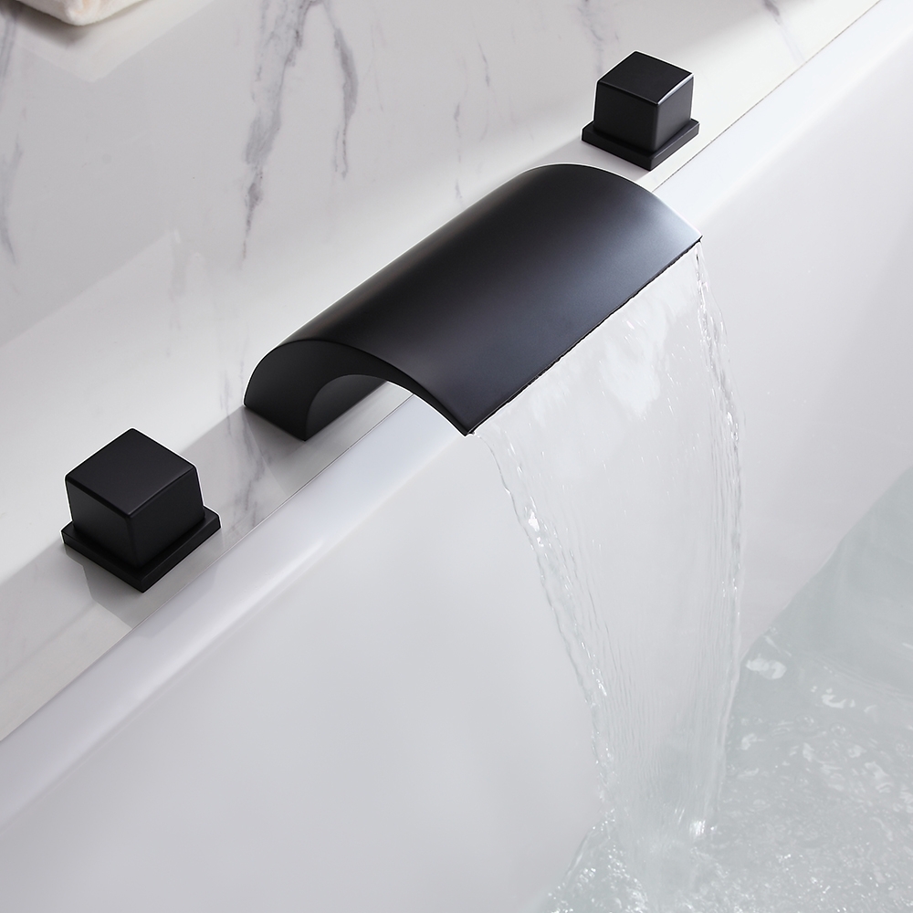 HMR - Victoria Double Handle Brass Deck Mounted Faucet in Matte Black