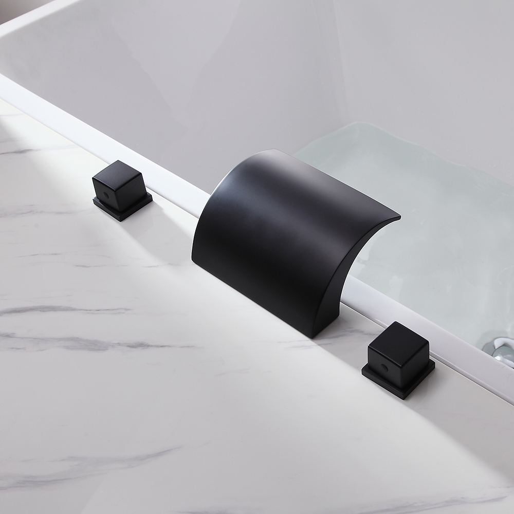 HMR - Victoria Double Handle Brass Deck Mounted Faucet in Matte Black