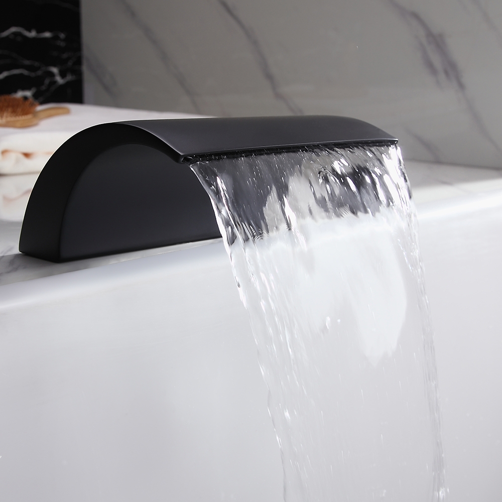 HMR - Victoria Double Handle Brass Deck Mounted Faucet in Matte Black