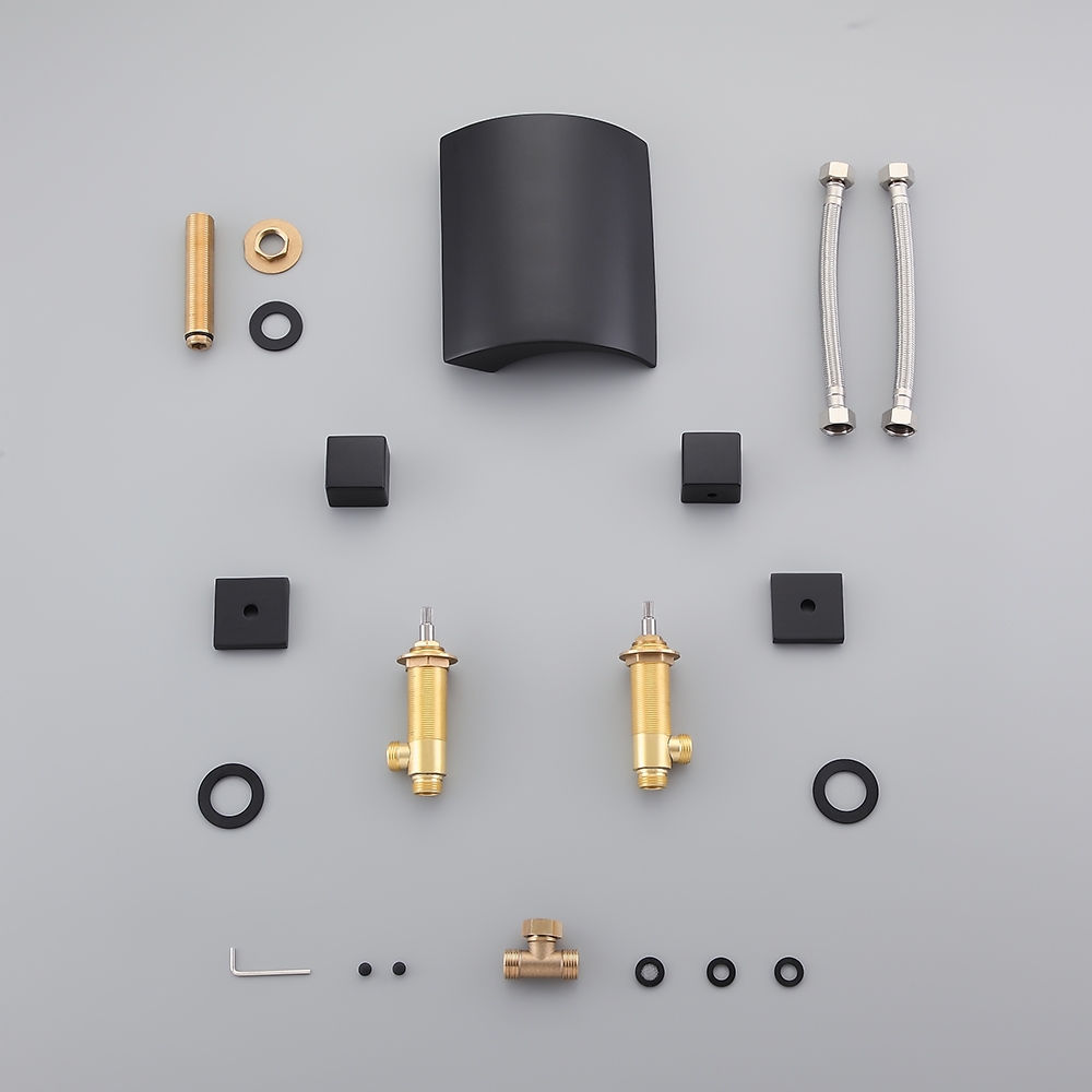 HMR - Victoria Double Handle Brass Deck Mounted Faucet in Matte Black