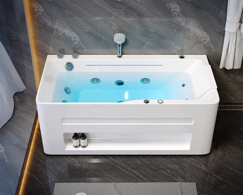 HMR 67'' Massage Bathtub with Ambient Lighting 97-Gallon Capacity - White