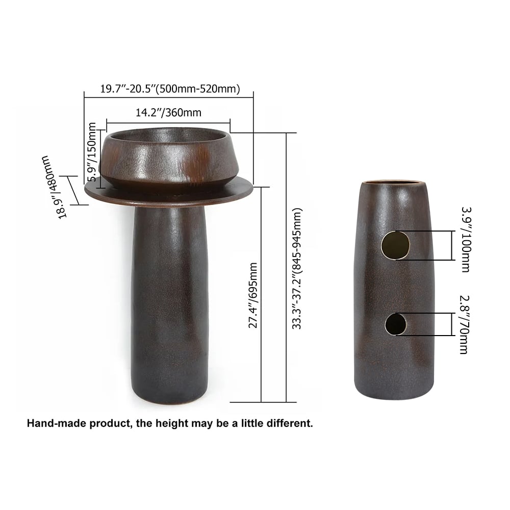 HMR - Vintage Retro Kaolin Clay Pedestal Sink Freestanding Bathroom Sink in Antique Brass
