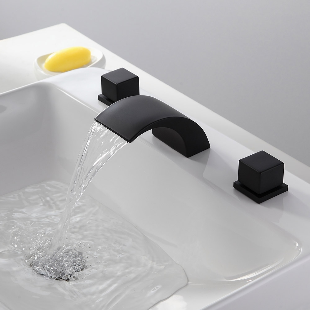 HMR - Victoria Waterfall 2-Handle Sink Faucet in White and Black