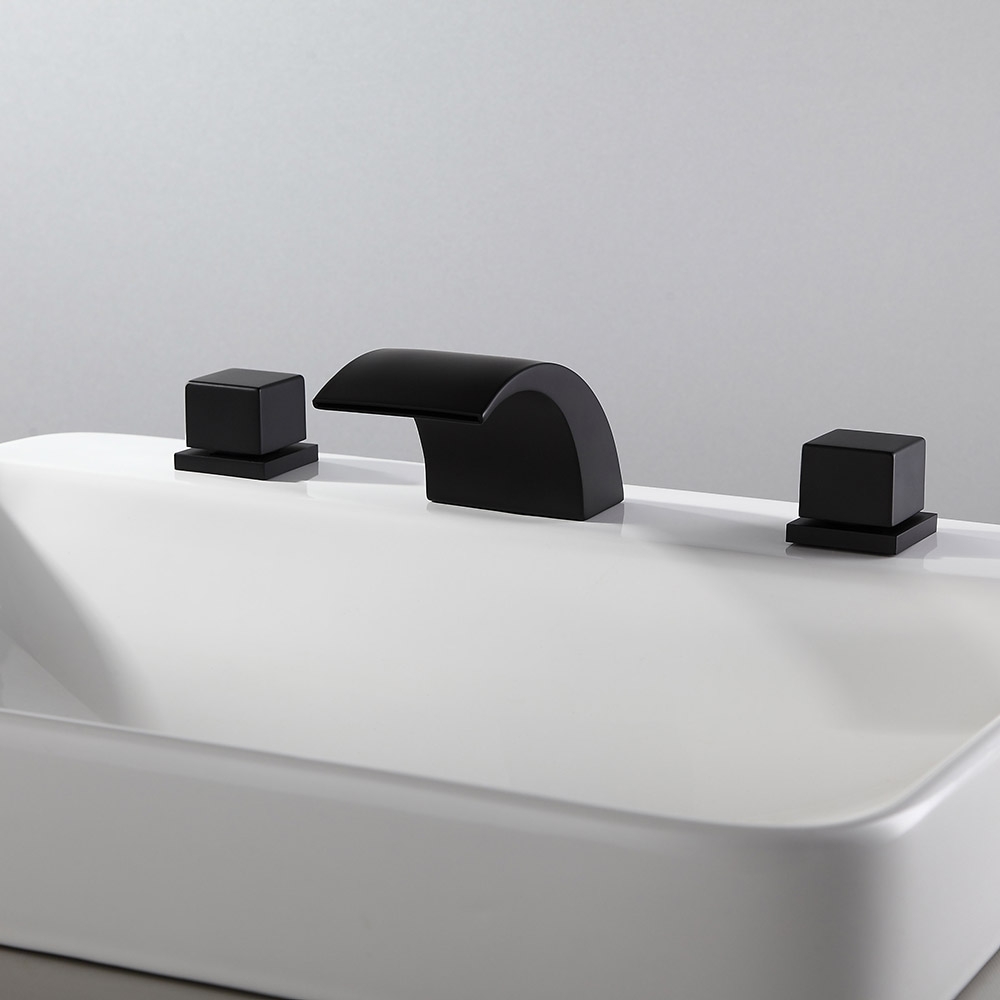 HMR - Victoria Waterfall 2-Handle Sink Faucet in White and Black