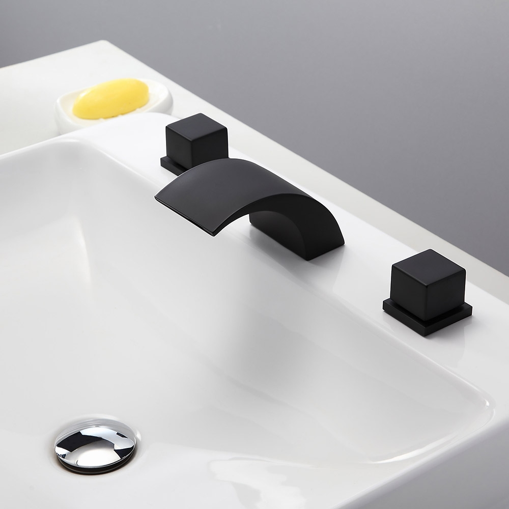 HMR - Victoria Waterfall 2-Handle Sink Faucet in White and Black